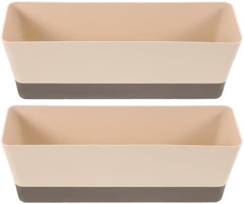 VILLCASE 2pcs Rectangular Window Sill Planter Box with Saucer, 12.4x4 Inch by VILLCASE
