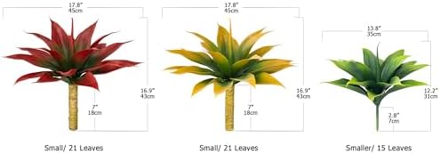 Ttranewsoo 2-Pack 18-Inch Faux Tropical Outdoor Plants, UV Resistant Artificial Agave Plants and Realistic Succulent Greenery for Planters, Porch, Patio, Garden, Entryway and Home Decor, Red - Image 3