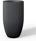 Kante Small Round Tapered Black Concrete Planter 24" Tall, Outdoor by Unknown