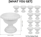 Yardwe 12 Pcs Small Plastic Urn Planter, Mini Roman Pot Pedestal Planters for Wedding Centerpieces, Vintage Decorative Flowerpot for Table Decor, White - Image 4
