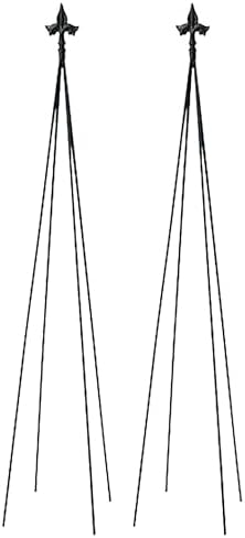 Achla Designs FT-21 Fleur-de-lis, 78-Inch Wrought Iron Garden Stake Trellis, Black (Pack of 2) by ACHLADesignsHomeGarden