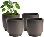 Bloem Harlow 6" Plastic Planter, Modern Design, Peppercorn, 4-Pack by Bloem