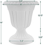 Arcadia Garden Products PL00CW Classic Traditional Plastic Urn Planter Indoor/Outdoor, 16" x 18", White Wash - Image 6