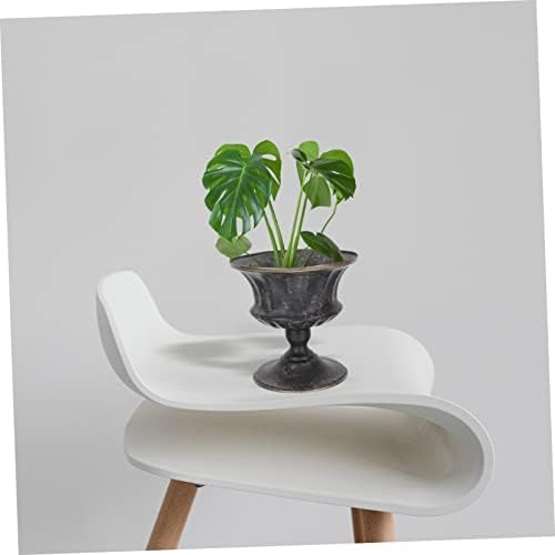 VICASKY Elegant Black Metal Urn Planter - Tall Plant Pot with Pedestal for Outdoor Arrangement - Vintage Gold Vase for Wedding Centerpiece Decor Rustic Farmhouse Floral Holder - Image 7