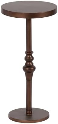 Kate and Laurel Stratton Round Pedestal Drink Table; 13 x 13 x 26; Bronze; Decorative Mini Table for Use as Indoor Plant Stand or Cute Martini Table by KateandLaurel