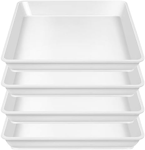 LWALRS 4 Pack Square Plant Saucer 18 Inch, Durable Plastic Plant Saucer, Heavy Duty Plant Pot Saucers, Planters for Indoors and Outdoors Plants，Large Deep Plant Trays for Pots, by LWALRS