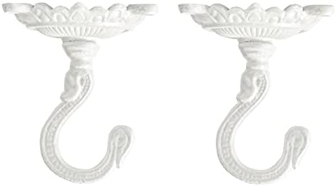 Sungmor Heavy Duty Cast Iron Swag Ceiling Hooks -2 Pack White, 3.5x3.9 Inch by Sungmor