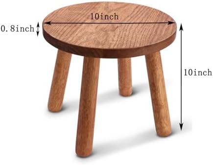 Solid Wooden Stool,Plant Stand,Step Stool,Light Walnut,10" H - Image 3