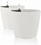 Dexceder 9x8 Self Watering Planters Indoor (2 Pack, White) by Dexceder