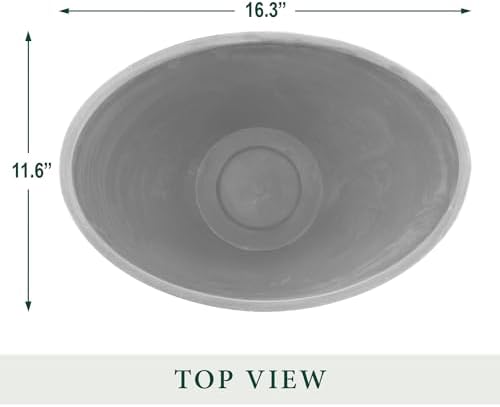 Arcadia Garden Products PSW Pot Collection YB41CT Plastic/Stone/Wood Composite Curved Planter Pot, No Drainage Hole (Drillable) - Indoor & Outdoor Plants and Gardens, Cement Gray, 16-inch (Pack of 4) - Image 7