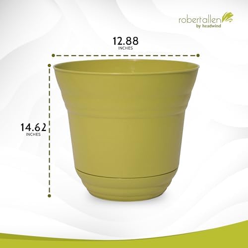 Headwind Traverse Planters – 14" 2 Pack Plastic Plant Pot in Meadow Green - Indoor & Outdoor Pots for Plants with Drainage - Decorative Plant Pot, Flower Pots Outdoor for Garden by Robert Allen - Image 2