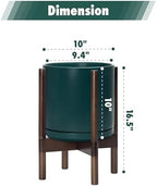 D'vine Dev Ceramic Pot with Walnut Wood Stand, Teal, 10 in, 55-B-X-4 - Image 3
