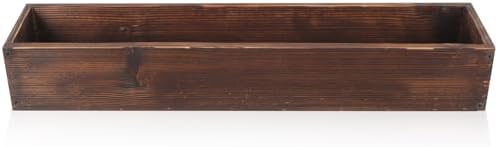 Kisangel Large Rectangular Carbonized Wood Planter Box for Indoor and Outdoor Succulents with Drainage Hole, Rustic Wooden Window Sill Flower Pot for Balcony Gardening by Kisangel