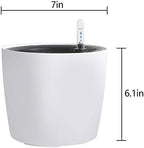 KINJOEK 4 Packs 7 Inch Self Watering Planter with Water Level Indicator, Modern Garden Decorative White Flower Pot for House Plants, Flowers, African Violets, Succulents, White - Image 4