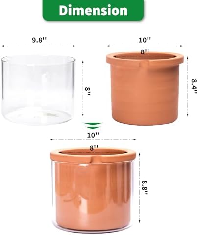 Phoenix Vine 8 Inch Self Watering Planter, Design Terracotta Pot for Plants, Indoor Cylinder Terra Cotta Pot with Glass Vase, Set of 1, 51-A-H-1 - Image 3