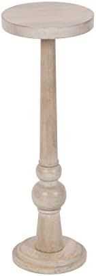 Kate and Laurel Wegner Coastal Wooden Round Drink Table; 8 x 23; Whitewash; Elegant and Durable Pedestal Table for Use as Small Drink Table; Plant Stand; or Decorative Item Display by KateandLaurel