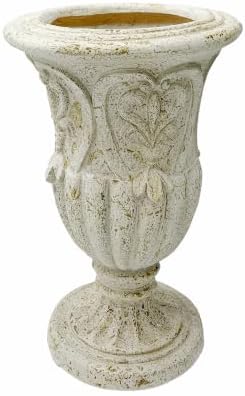 25.27" Tall Rustic Urn Planter, 15.47" W x 15.47" D Magnesium Oxide Outdoor Pedestal Planter with Drainage Hole, Rust Finish Garden Urn for Patio, Porch and Entryway Decor by Unknown