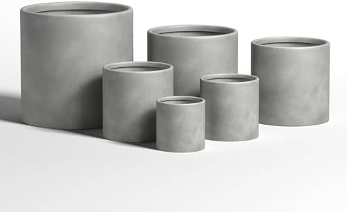 DTY Mount Powell 13.8" D x 13.8" H (Pot Opening 10.6") Fiberstone Cylindrical Planter with Drainage Hole, Weather Resistant for Indoor & Outdoor Use, Includes 2 Extra Coco Mats - Gray, Large - Image 6