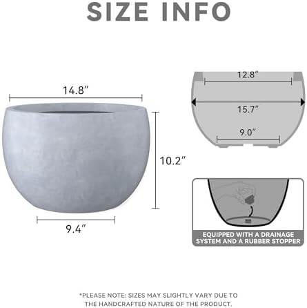 Kante Accent Round Bowl Blue Gray Concrete Planter 15.7" Dia, Outdoor - Image 2