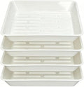 4 Pack 14" Square Plant Saucer No Holes, Sturdy Plastic Water Tray for Indoors Outdoor Garden, White by Unknown