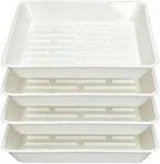 4 Pack 14" Square Plant Saucer No Holes, Sturdy Plastic Water Tray for Indoors Outdoor Garden, White by Unknown