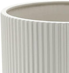 Amazon Basics Fluted Ceramic Planter Pot for Indoor Outdoor Plants, Round Flower Pot with Drainage Hole, 10-inch, White - Image 3