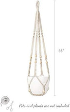 Mkono 35 Inch Macrame Plant Hanger Set of 2 and 43 Inch Macrame Plant Hangers with Pots Set of 2, Indoor Different Size Hanging Planter - Image 6
