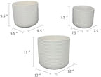 8 Inch White Ceramic Planters with Ribbed Texture, Set of 3 - Image 2