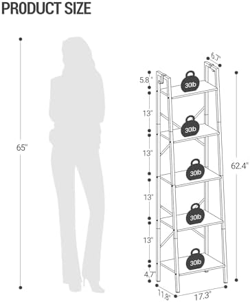 Hzuaneri Ladder Shelf, Bookshelf, Freestanding Corner Storage Shelf - Image 2