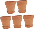 TEHAUX 5pcs Red Pottery Succulent Planter Pots with Saucers, 8x8cm Baked Clay Containers for Indoor and Outdoor Gardening, Breathable Terracotta Flower Pots Set by TEHAUX