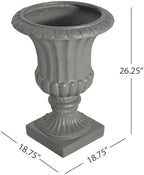 26" Gray Large Urn Planter Outdoor – Tall Pedestal Planters for Outdoor Plants, Durable Magnesium Oxide Garden Urn Flower Pot for Patio, Front Porch, or Indoor Décor - Image 2
