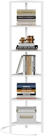 TUTOTAK 6-Tier Corner Bookshelf with LED Light, Corner Shelf - Image 7