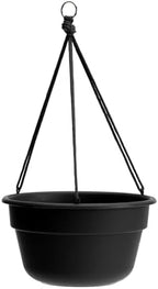 Bloem Dura Cotta 12" Plastic Hanging Basket Planter, Black, 4-Pack - Image 5
