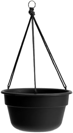 Bloem Dura Cotta 12" Plastic Hanging Basket Planter, Black, 4-Pack - Image 5
