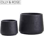 Olly & Rose Copenhagen Matt Black Ceramic Plant Pot Set of 2-9" and 6" Ceramic Cement Planters for Indoor & Outdoors Textured Effect - Large & Medium Plant Pots - Image 7