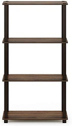 Furinno TURN-S-TUBE Storage Shelves, 4-Tier Book Shelf, Corner Shelf, Toolless Open Shelves, for Organization and Storage, Living Room, Garage, Home Office, Walnut - Image 6