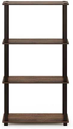 Furinno TURN-S-TUBE Storage Shelves, 4-Tier Book Shelf, Corner Shelf, Toolless Open Shelves, for Organization and Storage, Living Room, Garage, Home Office, Walnut - Image 6