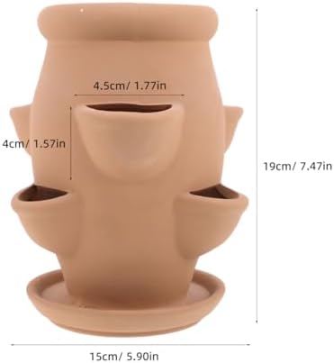 POPETPOP Strawberry Tower Planter : Multi Pocket Strawberry Terracotta Planter Pot Smart Plant Pot for Succulents Flowers, 7.47X5.89X5.89in - Image 3