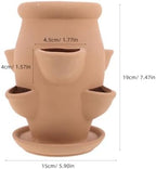 POPETPOP Strawberry Tower Planter : Multi Pocket Strawberry Terracotta Planter Pot Smart Plant Pot for Succulents Flowers, 7.47X5.89X5.89in - Image 3