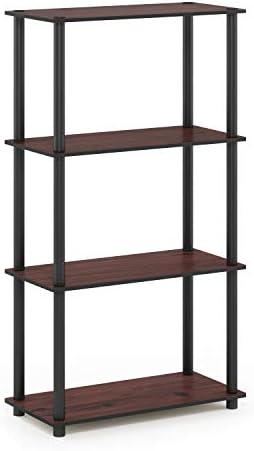 Furinno Turn-N-Tube Toolless 4-Tier Storage Shelves, Dark Cherry - Image 6