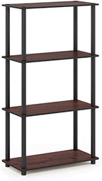 Furinno Turn-N-Tube Toolless 4-Tier Storage Shelves, Dark Cherry - Image 6