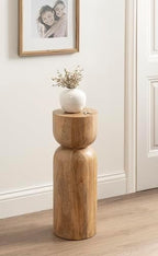 Kate and Laurel Teo Transitional Mango Wood Drink Table, 8 x 8 x 22, Natural Wood, Modern Sculptural Bedroom Nightstand with Unique Pedestal Table Design for Use as Indoor Plant Stand - Image 4