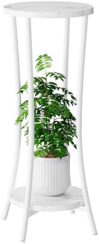 IBUYKE 30 Inch Tall Plant Stand Indoor, 2 Tier Flower Stand, White TMJ074W by IBUYKE