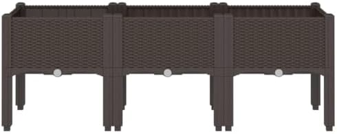 PP Garden Planter with Legs, 47.2x15.7x16.5 Inch Outdoor Planter for Climbing Plants, Rattan Look Elevated Box for Patio and Terrace - Image 3