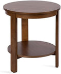 Kate and Laurel Foxford Tiered Round Side Table; 22 x 22 x 24; Walnut Brown; Transitional Two-Tier Circle Nightstand Table with Storage and Resilient Wood Construction for Bedroom Decor by KateandLaurel
