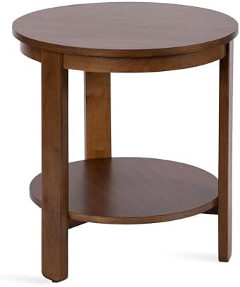 Kate and Laurel Foxford Tiered Round Side Table; 22 x 22 x 24; Walnut Brown; Transitional Two-Tier Circle Nightstand Table with Storage and Resilient Wood Construction for Bedroom Decor by KateandLaurel