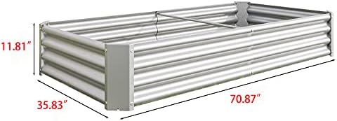 Metal Raised Garden Bed for Outdoor Vegetable & Flower Gardening: 7.6x3.7ft Large Galvanized Steel Planter Box, Easy Assembly Deep Root Garden Beds for Backyard, Patio (Silver with 6x3x1ft) - Image 2