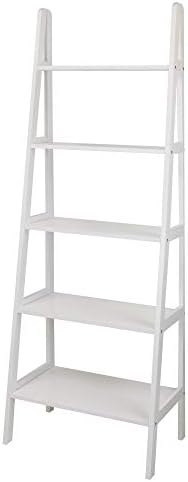 Casual Home 100% Solid Wood 5-Shelf Ladder Bookcase, Standard, 72"H, White by CasualHome