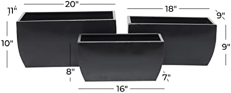 CosmoLiving by Cosmopolitan Metal Indoor Outdoor Planter, Set of 3 20", 18", 16"W, Black - Image 3