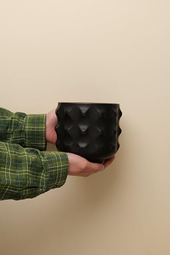 Generic Ceramic Plant Pots, Geometry Textured Flower Pots Indooe/Outdoor, Modern Planter for Home Decor,Office,Bookshelf,Living Room, 5'' H (Black) - Image 6